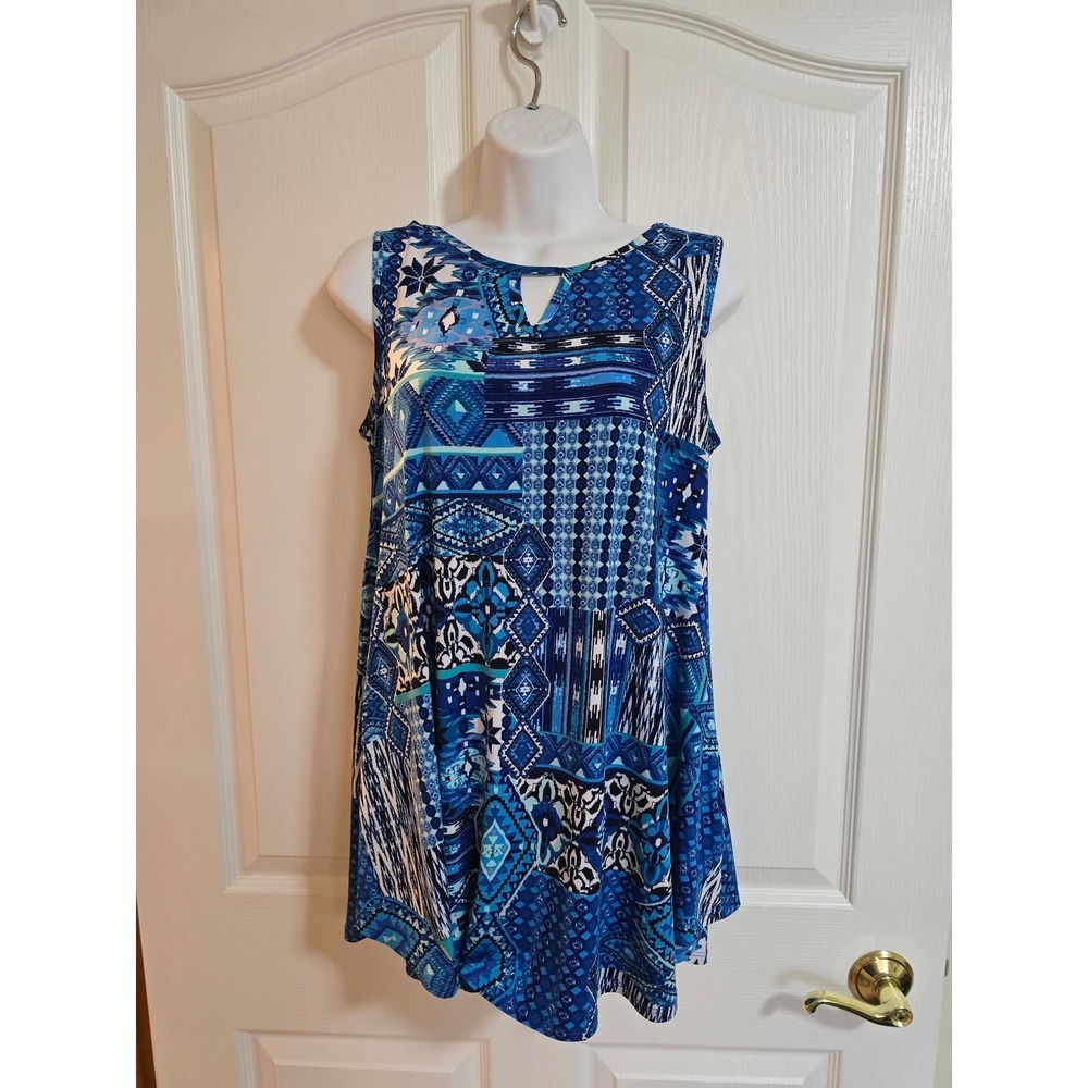 DB established 1962 Blue Sleeveless Keyhole Neck Tunic Top Women's M /0312